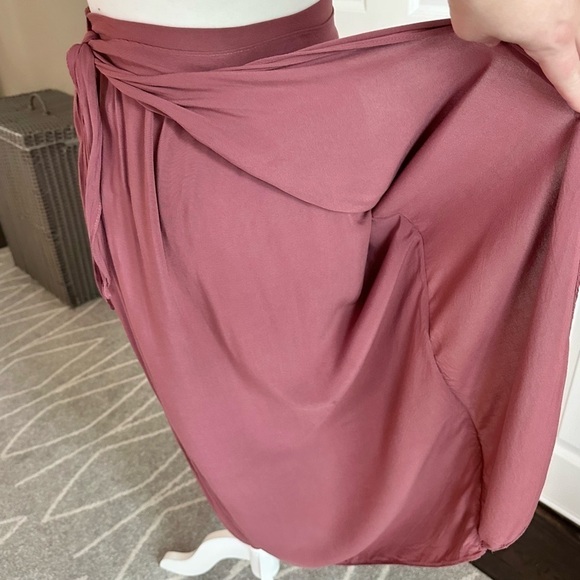 ASOS Dusty Rose Faux Wrap Midi Length Skirt - Picture 3 of 8